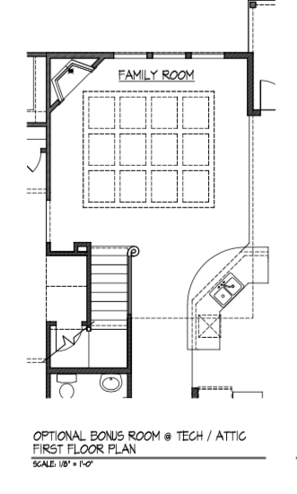 Bonus Room at Tech / Attic - First Floor Plan