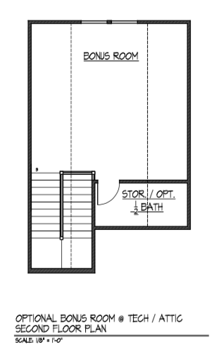 Bonus Room at Tech / Attic - Second Floor Plan