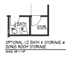 1/2 Bath & Storage at Bonus Room Storage