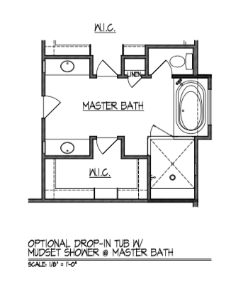 Drop-In Tub w/ Mudset Shower at Master Bath