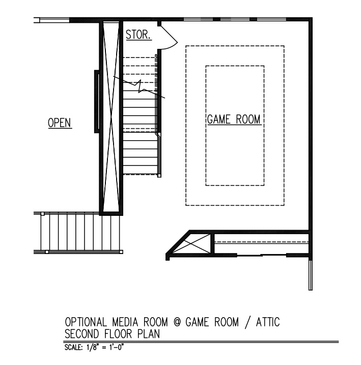 Media Room at Game Room / Attic - Second Floor Plan