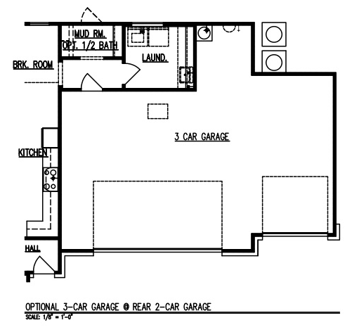 3-Car Garage at Rear 2-Car Garage