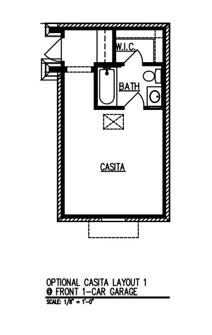 Casita Layout 1 at Front 1-Car Garage