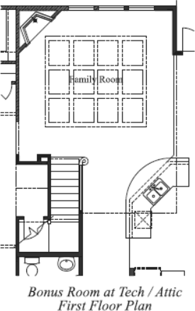 Optional Bonus Room at Tech / Attic - First Floor Plan