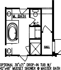 Optional Drop-In Tub with Mudset Shower @ Master Bath