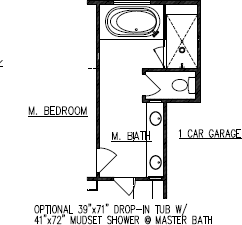 Optional Drop-In Tub with Mudset Shower at Master Bath