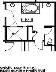 Optional Drop-in Tub w/ Mudset Shower @ Master Bath