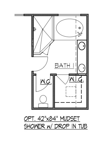 42" x 84" Mudset Shower w/ Drop In Tub