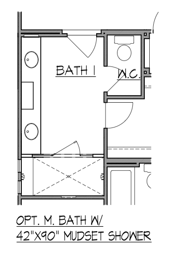 Master Bath with 42" x 90" Mudset Shower