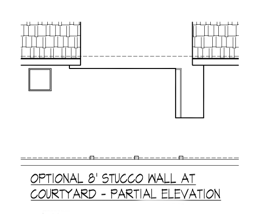 Optional 8' Stucco Wall at Courtyard - Partial Elevation