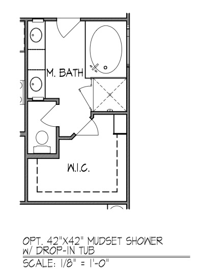 42" x 42" Mudset Shower w/ Drop-in Tub