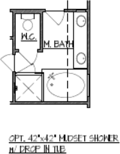 42" x 42" Mudset Shower w/ Drop-In Tub at Master Bath