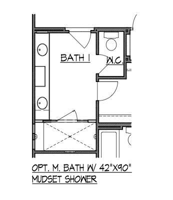 Master Bath w/ 42"x90" Mudset Shower
