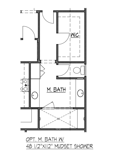 Master Bath w/ 48 1/2"x112" Mudset Shower
