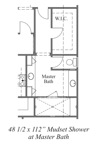 48 1/2"x112" Mudset Shower at Master Bath
