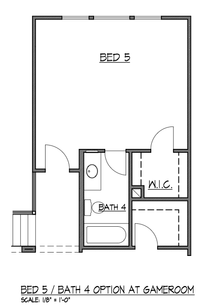 Bed 5 / Bath 4 Option at Game Room