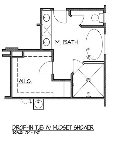 Drop-in Tub w/ Mudset Shower