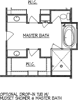 Optional Drop-In Tub with Mudset Shower @ Master Bath