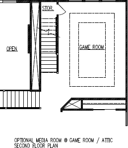Optional Media Room @ Game Room/Attic Second Floor Plan