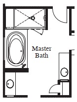 Drop-In Tub with Large Mud Set Shower with Seat and Niche at Master