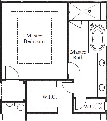Drop-In Tub with Large Mud Set Shower with Seat and Niche at Master Bath