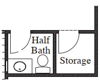 Half Bath and Storage at Bonus Room Storage