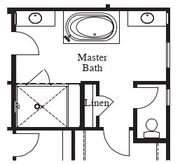 Drop-In Tub with Large Mud Set Shower with Seat and Niche at Master Bath