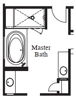 Drop-In Tub with Large Mud Set Shower with Seat and Niche at Master Bath