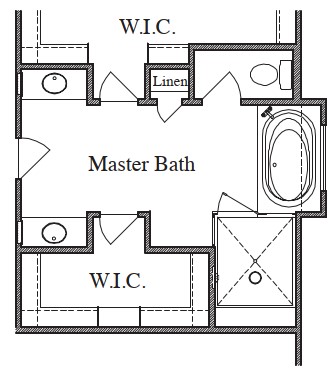 Drop-In Tub with Large Mud Set Shower with Seat and Niche at Master Bath