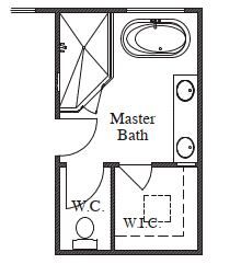 Mud Set Shower with Stand-Alone Tub at Master Bath