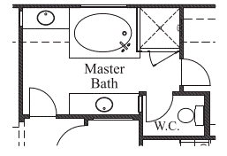 Mud Set Shower with Drop-In Tub at Master Bath