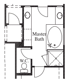 Mud Set Shower with Drop-In Tub at Master Bath