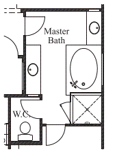 Mud Set Shower with Drop-In Tub at Master Bath