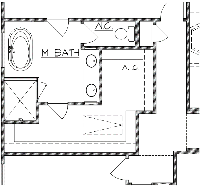 Mud Set Shower with Stand-Alone Tub at Master Bath