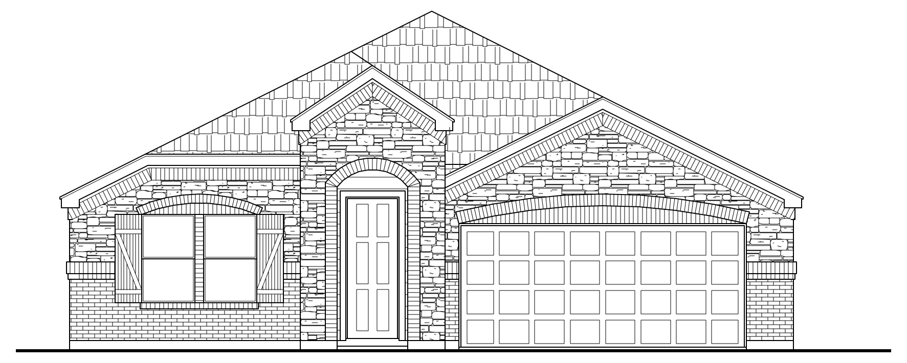 1827 D - Traditional Brick & Stone Eleavation