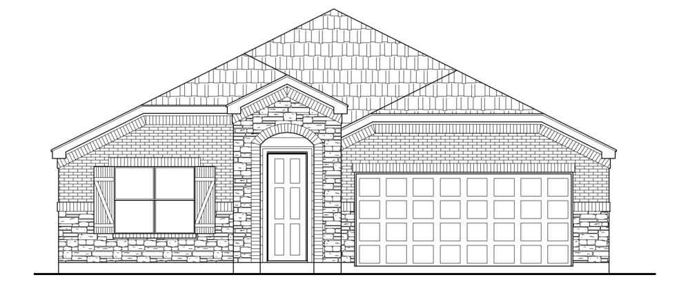 1549 D - Traditional Brick & Stone Elevation