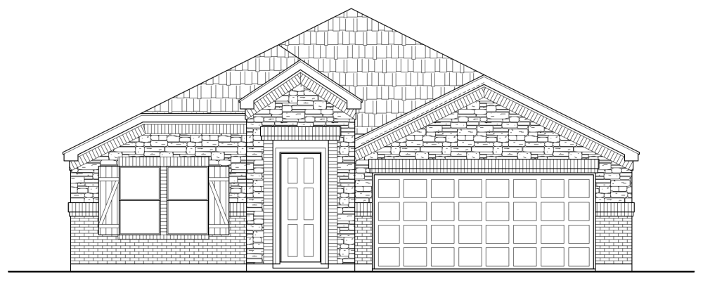 2412 D - Traditional Brick & Stone Elevation