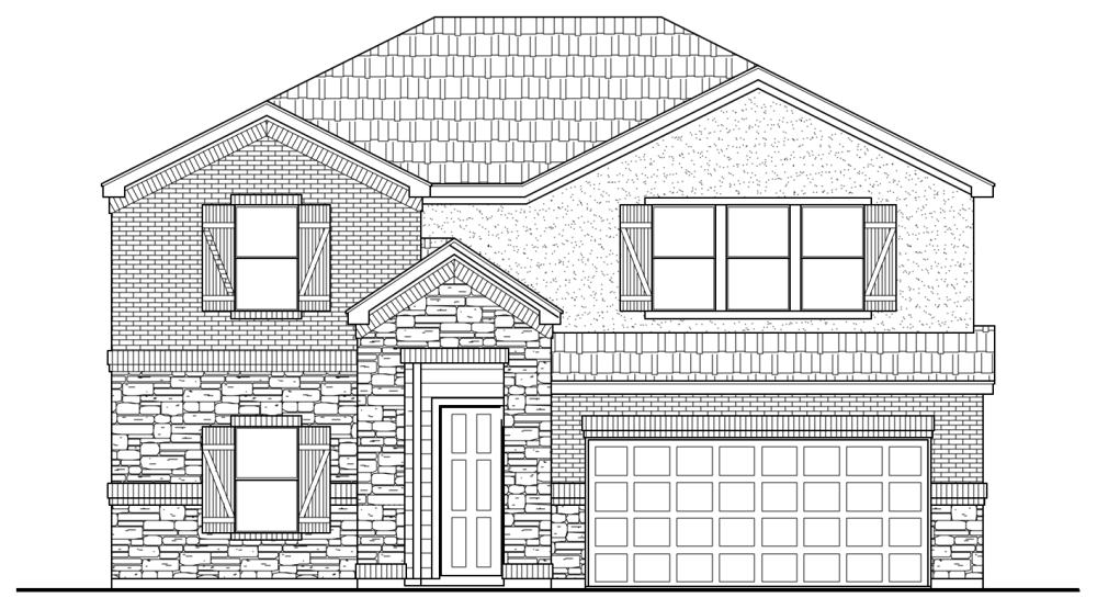 2739 D - Traditional Brick & Stone Elevation