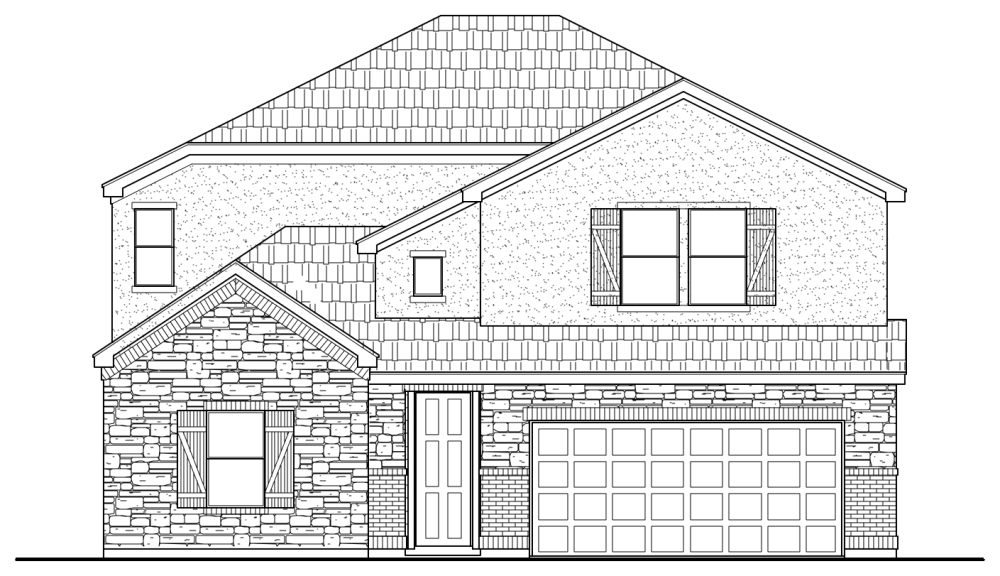 2976 D - Traditional Brick & Stone Elevation